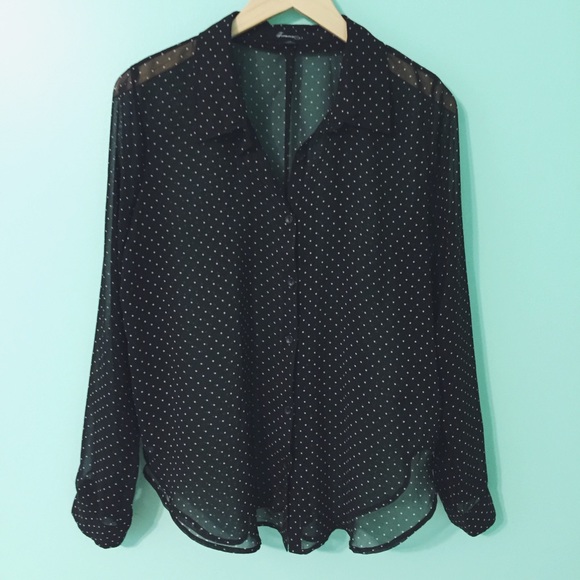 🚫SOLD🚫 Sheer B&W Polka Dot Shirt