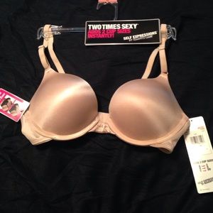 Beige satin Maidenform push-up bra NWT