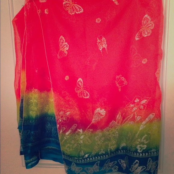 (Sold)Bright colored scarf (shawl) NWOT