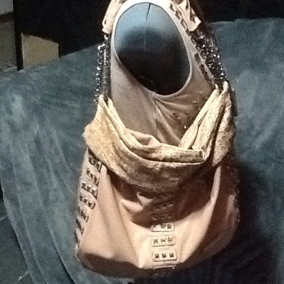 Nicole Lee nude leather hobo style bag