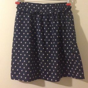 Navy skirt with white hearts