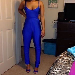 Royal blue cutout romper. Haute!