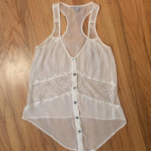 Sheer white lace Naked Zebra top