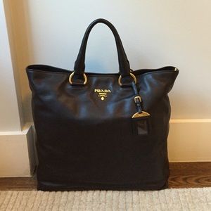 🚫NFS: Prada Black Soft Calf Leather Shopping Bag