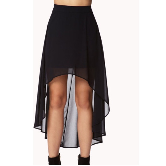 Black Forever 21 chiffon high low skirt