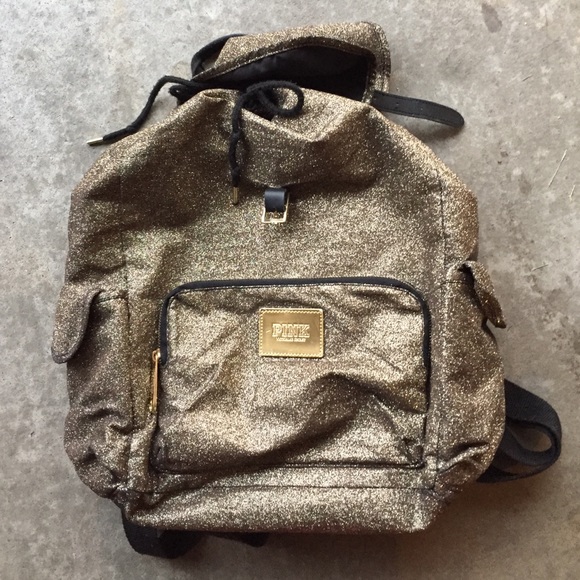 Gold Glitter PINK Drawstring Backpack