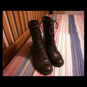 Dark brown combat style booties