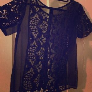 Black crochet top with button-down back