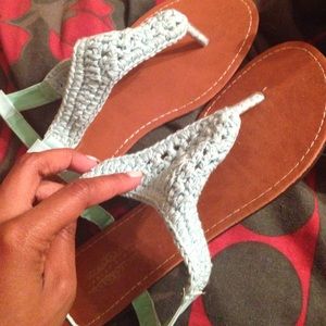 Turquoise crotchet sandals
