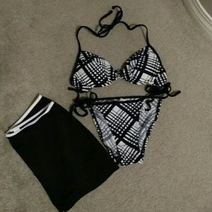 Victoria's Secret Black & white bikini w/skirt