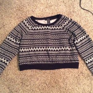 Black and White tribal print cropped sweater