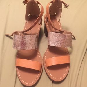 Brown and silver sandal chunky heel summer 15