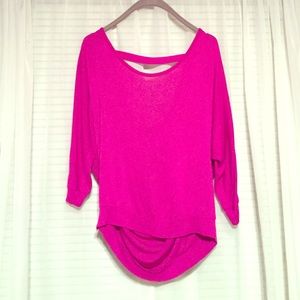 Magenta pink sweater knit 3/4 sleeve top