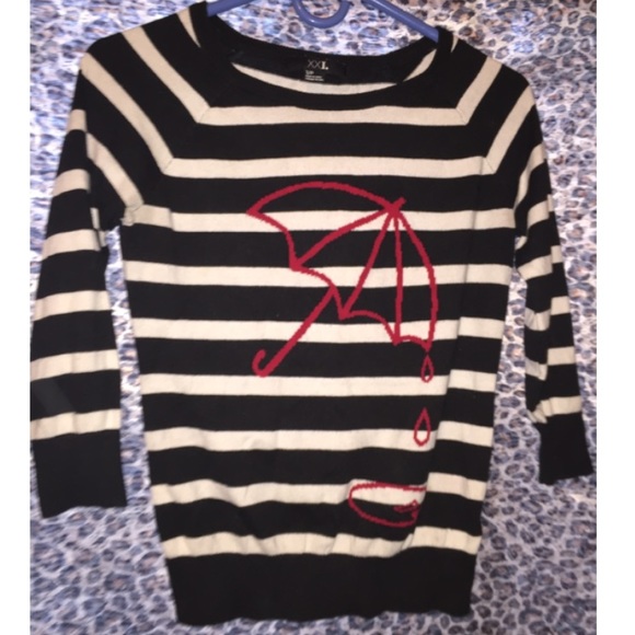 Black and white stripped umbrella sweater