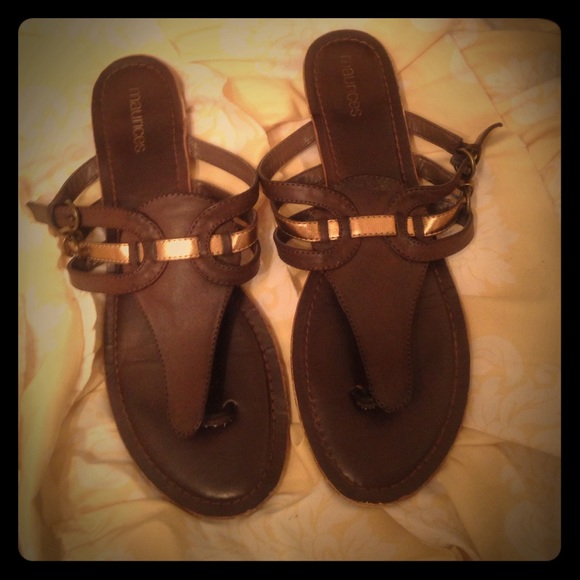 Brown and gold sandals