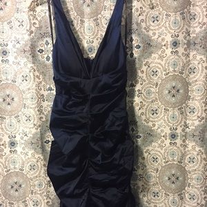 Navy blue satin dress