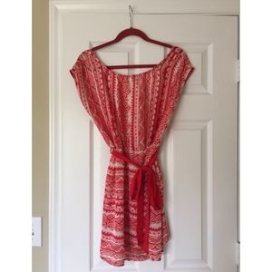 Red and beige sundress, deep back.