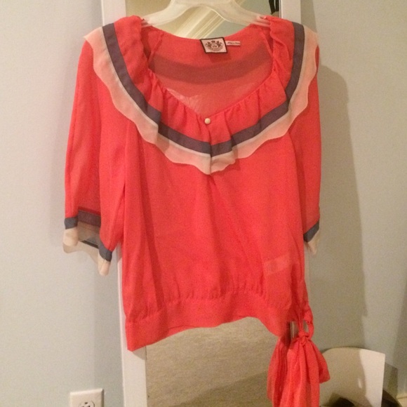 Juicy couture silk crop top with sash