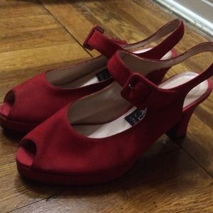 Size 6 Red Peep Toe Heels