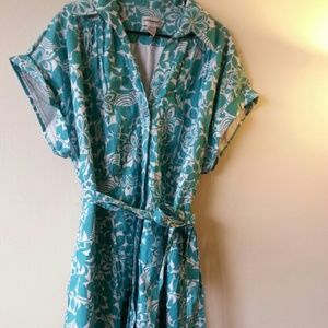 Green and white dress