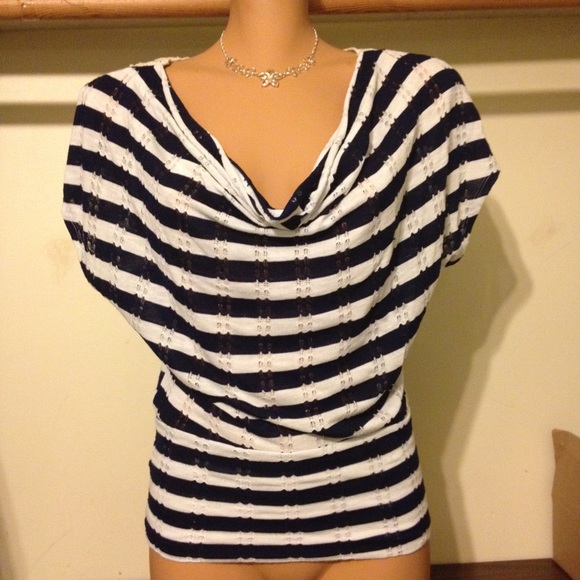 HeartSoul Tops - M -Navy blue and white stripe shirt