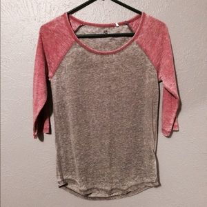 light washed maroon and gray baseball tee