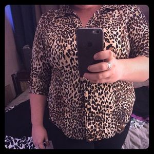 Button leopard print shirt