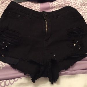 black high waisted shorts