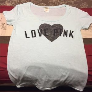 Pink! Lrg light blue pink shirt