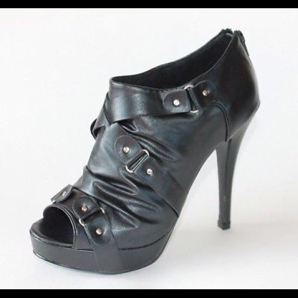 High heels ankle Stilletos open toe. Black - Picture 1 of 4