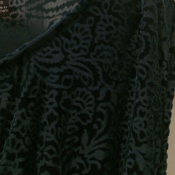 Patterned blue velvet evening dress - Picture 3 of 3