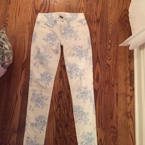 floral blue and white pants