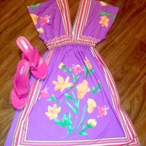 Floral Print Purple Dress