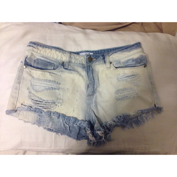 High rise distressed shorts