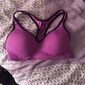 Pink yoga sports bra push up bra