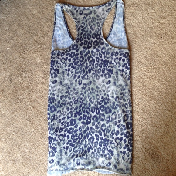 Navy Blue Cheetah Ruffled Razorback Tank - Picture 3 of 4