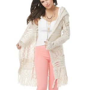 Long Knit Fringed Sweater/Cardigan