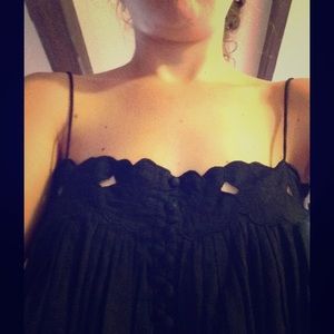 Catherine Malandrino Black Blouse w flower cutouts