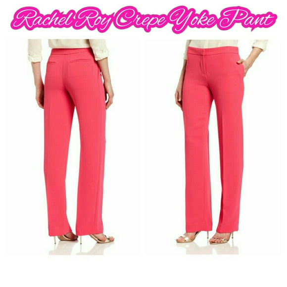RACHEL ROY CREPE YOKE PANT HIBISCUS