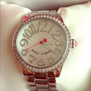 Betsey Johnson rhinestone silver watch