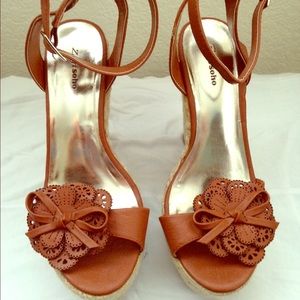 Zigi platform raffia wedges with ankle straps