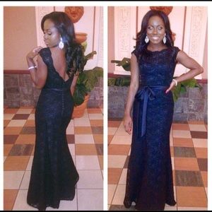 Black lace formal gown