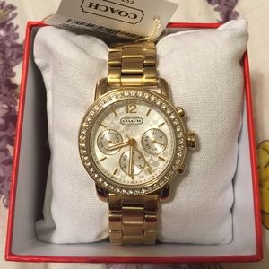 🆕Coach Legacy Sport GoldPlatedCrystal Watch