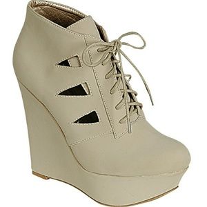 Beige wedge heel