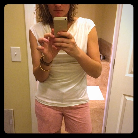 Seersucker pink and white Ann Taylor shorts