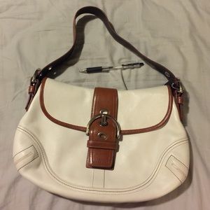 [STILL AVAILABLE] White/Brown Coach Leather Shoulder Bag