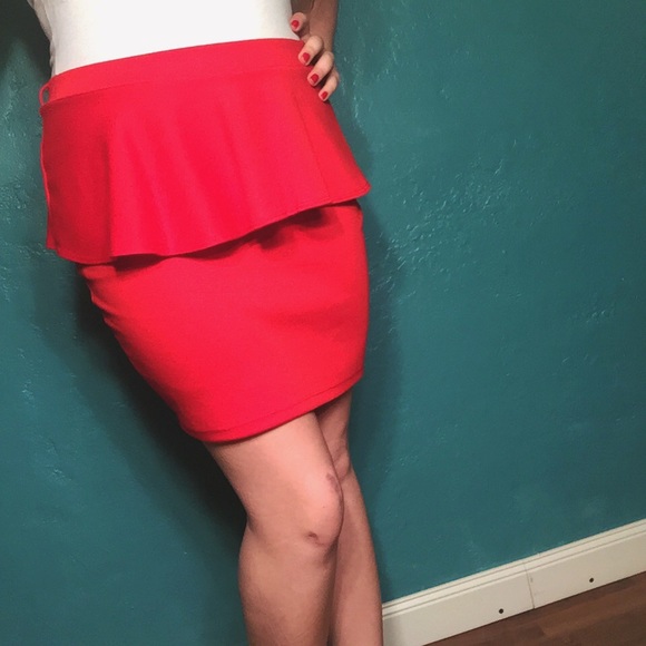 Red Peplum Skirt - Picture 4 of 4