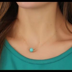 NWOT Turquoise bead w/ gold necklace