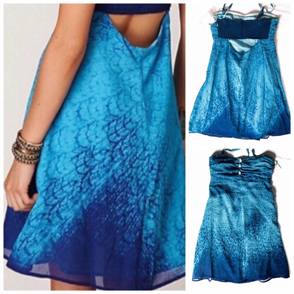 FREE PEOPLE Ocean Blue/Green Tie Dye Ombré Chiffon