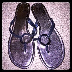 Brand new never worn black and silver sandles